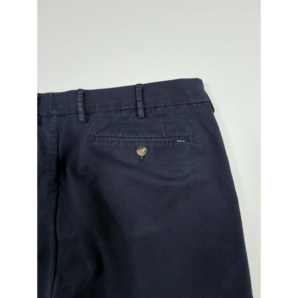 Polo Ralph Lauren Pants Men 38x30 Navy Blue Stretch Classic Fit Flat Front